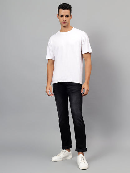 Denim Jeans for Men l Breathable & Soft with Color Fastness Ultra Narrow Fit Cotton Fabric Solid Pattern Button Closure