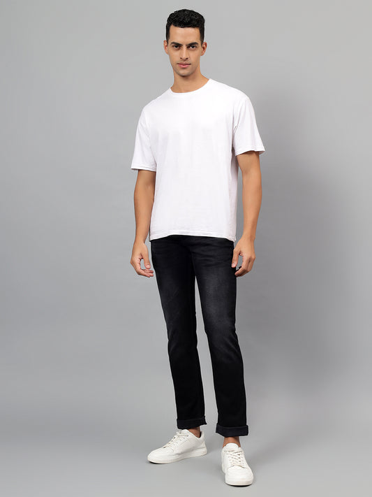 Denim Jeans for Men l Breathable & Soft with Color Fastness Ultra Narrow Fit Cotton Fabric Solid Pattern Button Closure