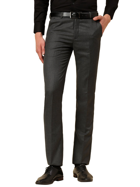 Casual Trouser for Men | Breathable & Soft with Color Fastness Regular Fit Poly Viscose Fabric Self Design Pattern Button Closure