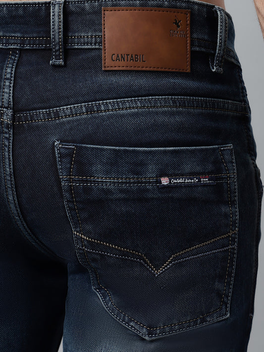 Denim Jeans for Men l Breathable & Soft with Color Fastness Ultra Narrow Fit Cotton Fabric Solid Pattern Button Closure