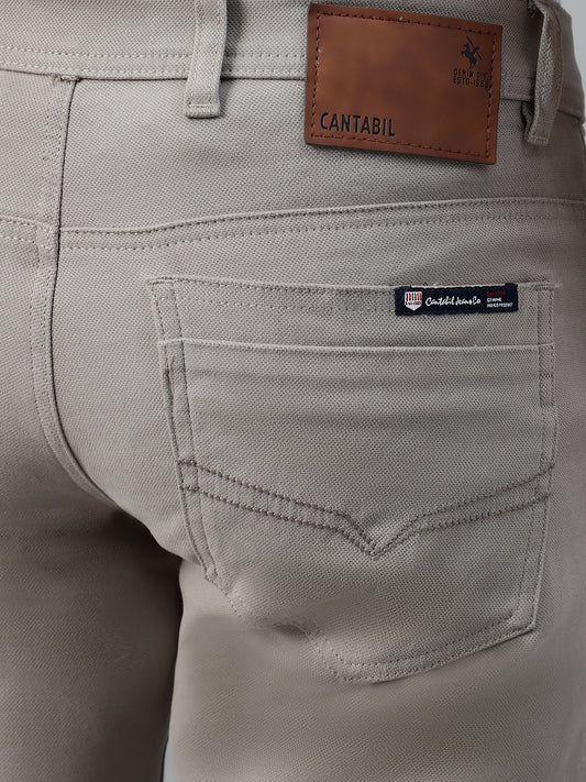 Casual Trouser for Men | Breathable & Soft with Color Fastness Regular Fit Cotton Blend Fabric Self Design Pattern Button Closure