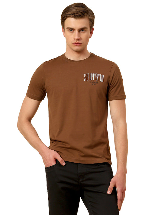 T-Shirt for Men | Breathable & Soft with Color Fastness Regular Fit Round Neck Poly Cotton Fabric Printed Pattern
