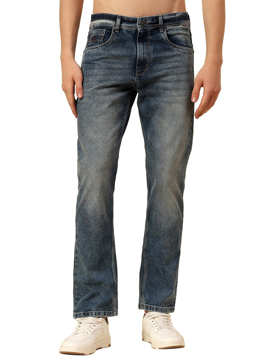 Denim Jeans for Men | Breathable & Soft with Color Fastness Straight Fit Poly Cotton Fabric Solid Pattern Button Closure