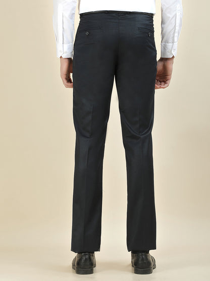 Formal Trouser for Men | Breathable & Soft with Color Fastness Regular Fit Cotton Blend Fabric Solid Pattern Hook & Bar Closure