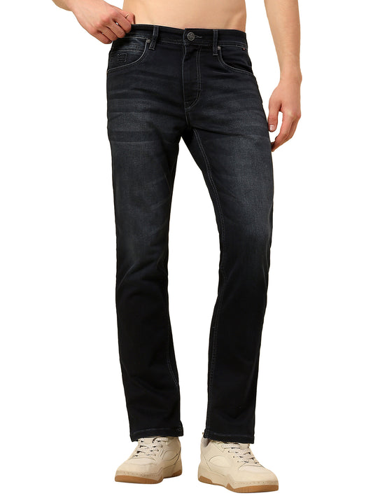Denim Jeans for Men | Breathable & Soft with Color Fastness Straight Fit Poly Cotton Fabric Solid Pattern Button Closure