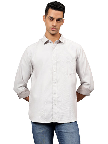 Casual Shirt for Men | Breathable & Soft with Color Fastness Regular Fit Spread Collar Neck Cotton Blend Fabric Self Design Pattern