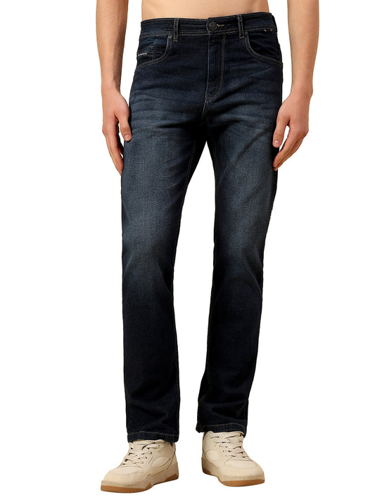 Denim Jeans for Men | Breathable & Soft with Color Fastness Straight Fit Poly Cotton Fabric Solid Pattern Button Closure