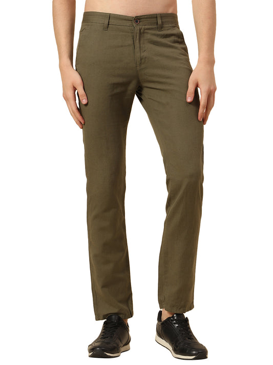 Casual Trouser for Men | Breathable & Soft with Color Fastness Regular Fit Cotton Fabric Solid Pattern Button Closure