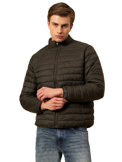 Reversible Jacket for Men | Premium Casual Jacket Regular Fit Mock Neck Nylon Fabric Solid Pattern