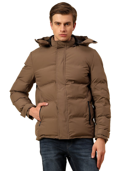 Jacket for Men | Premium Casual Jacket Regular Fit Detachable Hooded Poly Blend Fabric Solid Pattern