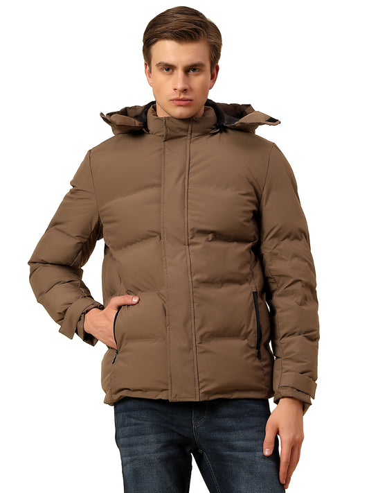 Jacket for Men | Premium Casual Jacket Regular Fit Detachable Hooded Poly Blend Fabric Solid Pattern