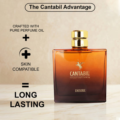 Cantabil Luxury Long Lasting Desire & Marine Perfume for Men & Women | 2x100ml with Lemon, Jasmine & Musk | Eau De Parfum
