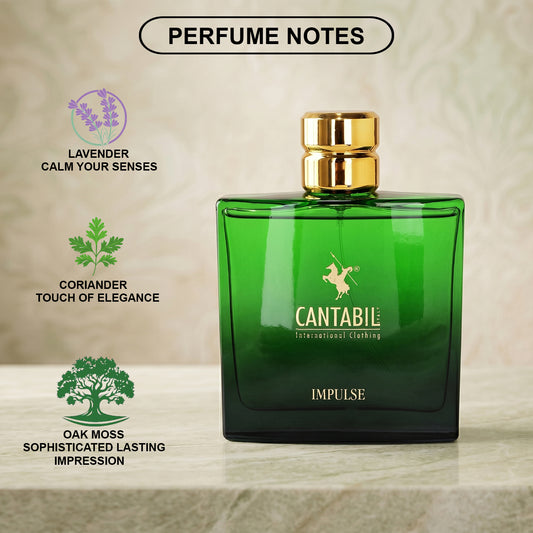 Cantabil Luxury Long Lasting Impulse & Marine Perfume for Men & Women | 2x100ml with Lemon, Jasmine & Musk | Eau De Parfum