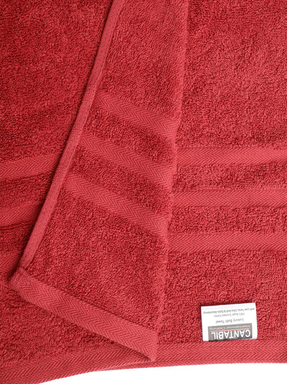 Unisex Red Basic Terry Bath Towel