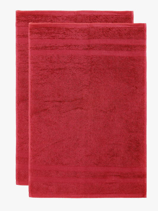 Red 100% Cotton Unisex Hand Towel (Pack of 2)