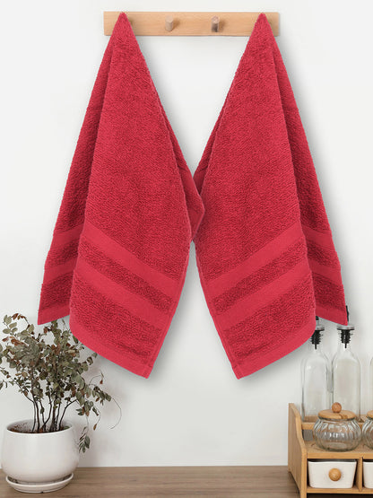 Red 100% Cotton Unisex Hand Towel (Pack of 2)