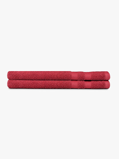 Red 100% Cotton Unisex Hand Towel (Pack of 2)