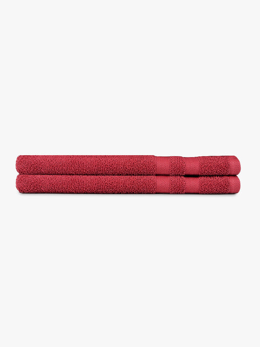 Red 100% Cotton Unisex Hand Towel (Pack of 2)