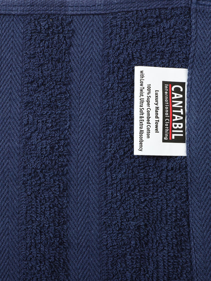 Unisex Navy Blue Basic Terry Hand Towel -Pack of Two