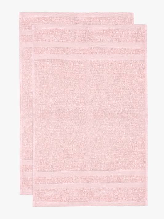 Pink 100% Cotton Unisex Hand Towel (Pack of 2)