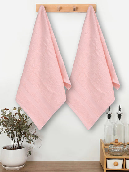 Pink 100% Cotton Unisex Hand Towel (Pack of 2)