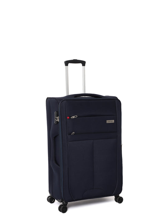 Unisex Navy Blue Fashion Soft Luggage Trolley Bag