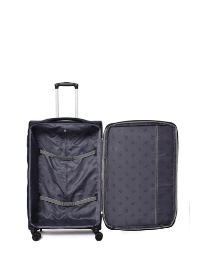 Unisex Navy Blue Fashion Soft Luggage Trolley Bag