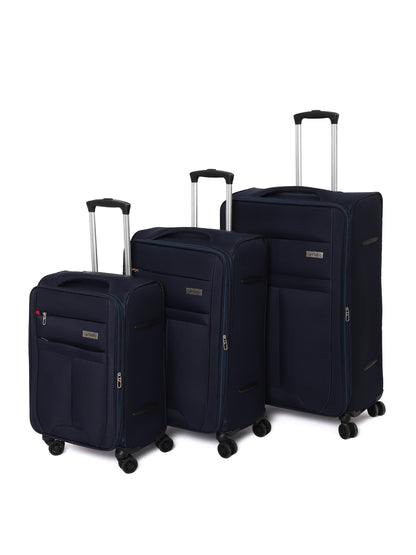 Unisex Navy Blue Fashion Soft Luggage Trolley Bag