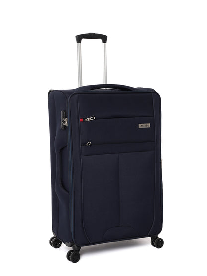 Unisex Navy Blue Fashion Soft Luggage Trolley Bag