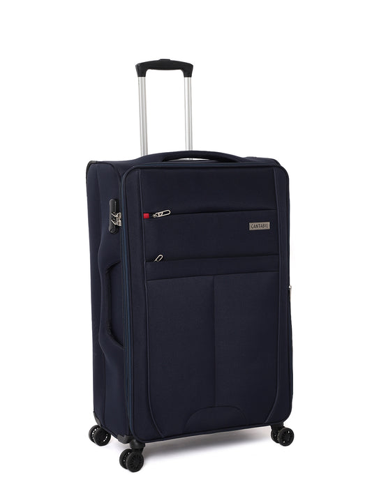 Unisex Navy Blue Fashion Soft Luggage Trolley Bag
