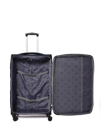 Unisex Navy Blue Fashion Soft Luggage Trolley Bag