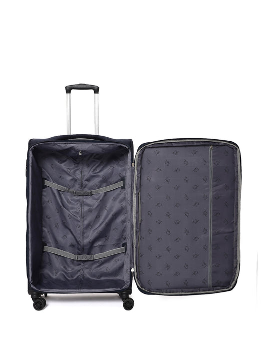 Unisex Navy Blue Fashion Soft Luggage Trolley Bag