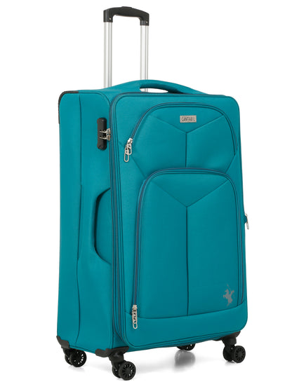 Unisex Teal Fashion Soft Luggage Trolley Bag