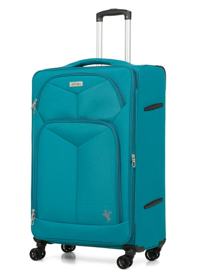 Unisex Teal Fashion Soft Luggage Trolley Bag