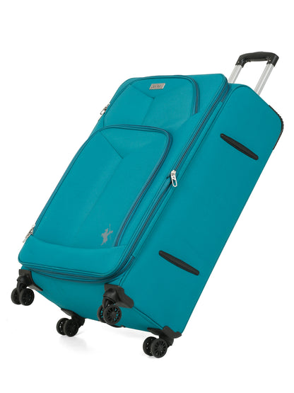 Unisex Teal Fashion Soft Luggage Trolley Bag