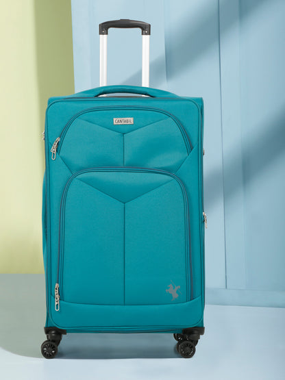 Unisex Teal Fashion Soft Luggage Trolley Bag