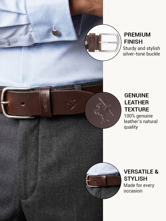 Men's Burgundy Solid Formal Belt