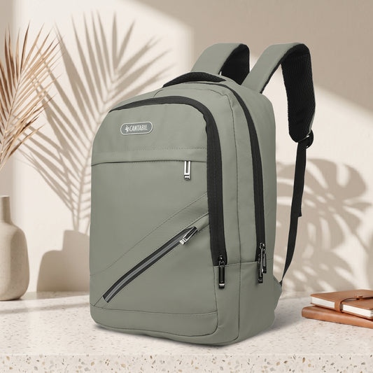 Cantabil 14 Litre Laptop Backpack Upto 18 inchs Laptop for School, Office, College & Travel Bag for Men and Women (Grey) | 4 Compartments, Side Pocket, Padded Shoulder Strap, Smooth-Glide Zippers