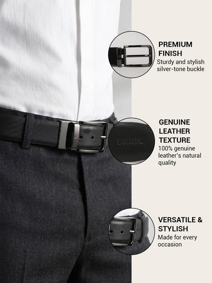 Men's Black & Brown Reversible Formal Leather Belt| Premium Rotating Twist Buckle | Gents Stylish Waist Belt