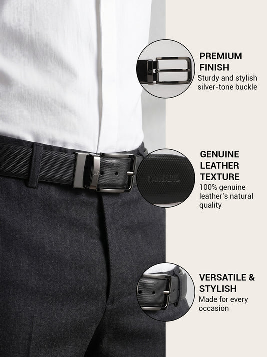 Men's Black & Brown Reversible Formal Leather Belt| Premium Rotating Twist Buckle | Gents Stylish Waist Belt