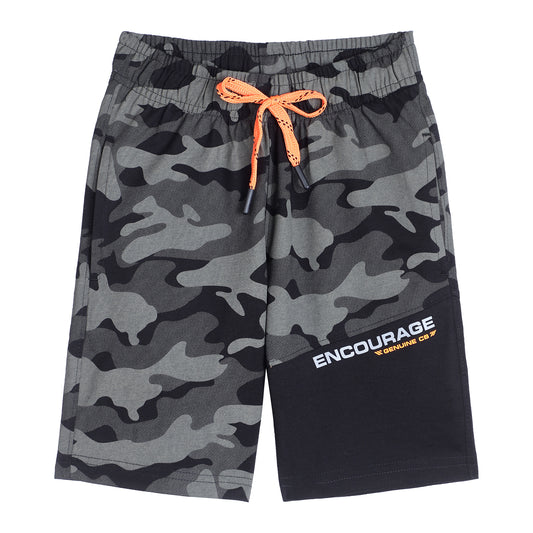 Cantabil Boys Black Camouflage Printed Bermuda (7153864966283)