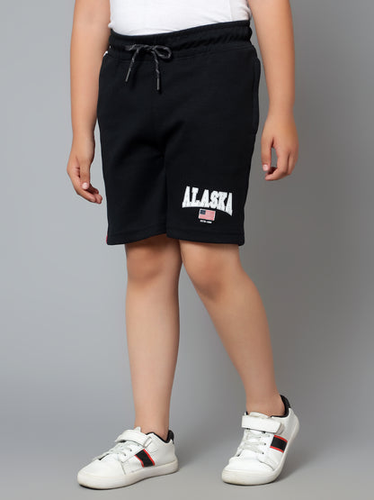 Boy's Navy Blue Printed Bermuda Shorts