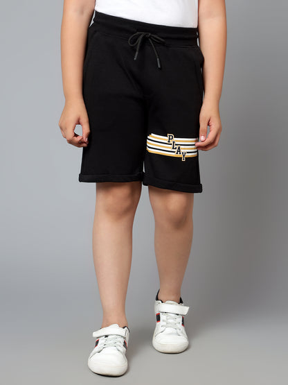 Boy's Black Printed Bermuda Shorts