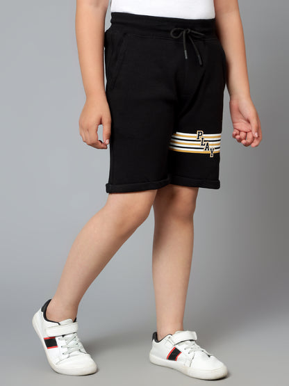 Boy's Black Printed Bermuda Shorts