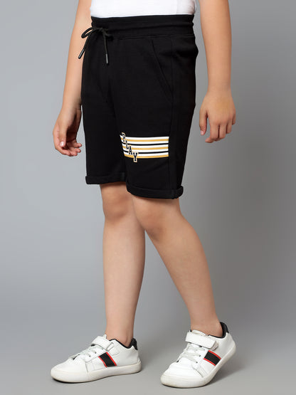 Boy's Black Printed Bermuda Shorts