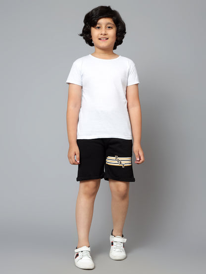 Boy's Black Printed Bermuda Shorts