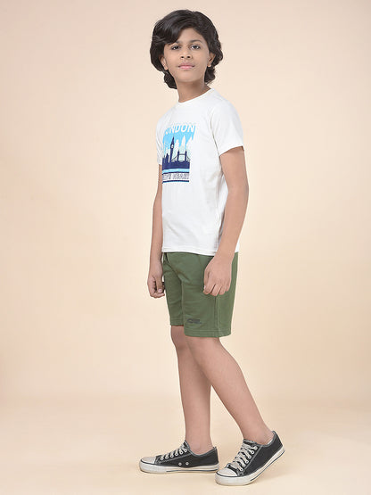 Casual Bermuda for Boys l Breathable & Soft with Color Fastness Regular Fit Cotton Blend Fabric Drawstring Closure Solid Pattern