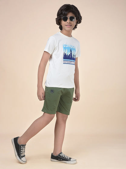 Casual Bermuda for Boys l Breathable & Soft with Color Fastness Regular Fit Cotton Blend Fabric Drawstring Closure Solid Pattern