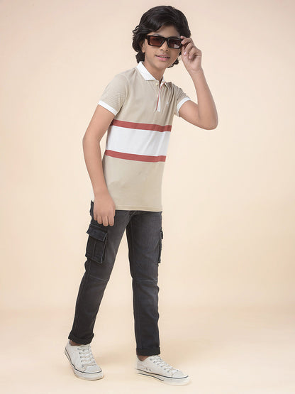 Casual Cargo for Boys l Breathable & Soft with Color Fastness Regular Fit Cotton Fabric Button Closure Solid Pattern