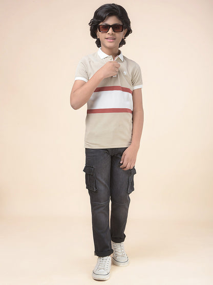 Casual Cargo for Boys l Breathable & Soft with Color Fastness Regular Fit Cotton Fabric Button Closure Solid Pattern